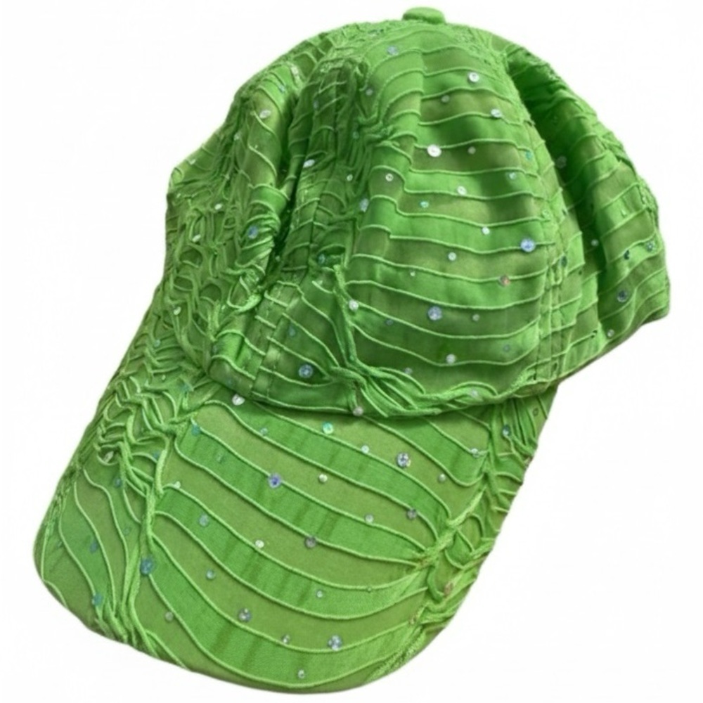 Woman’s lime green with silver sequence hat one size